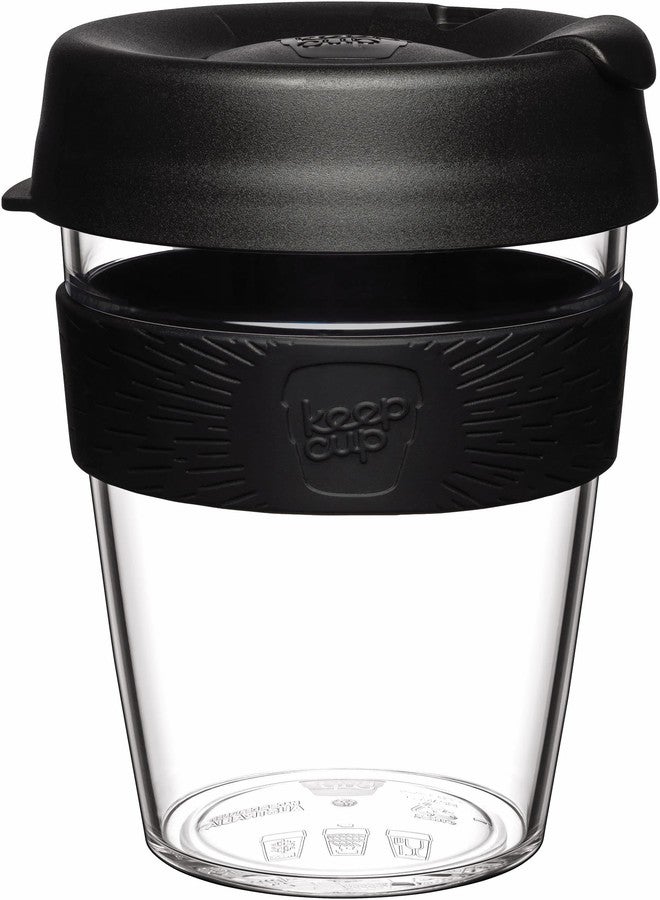 KeepCup Original, Lightweight Plastic Reusable Coffee Cup with Splashproof Sipper Lid - Medium 12oz/340ml - Black - Image 1
